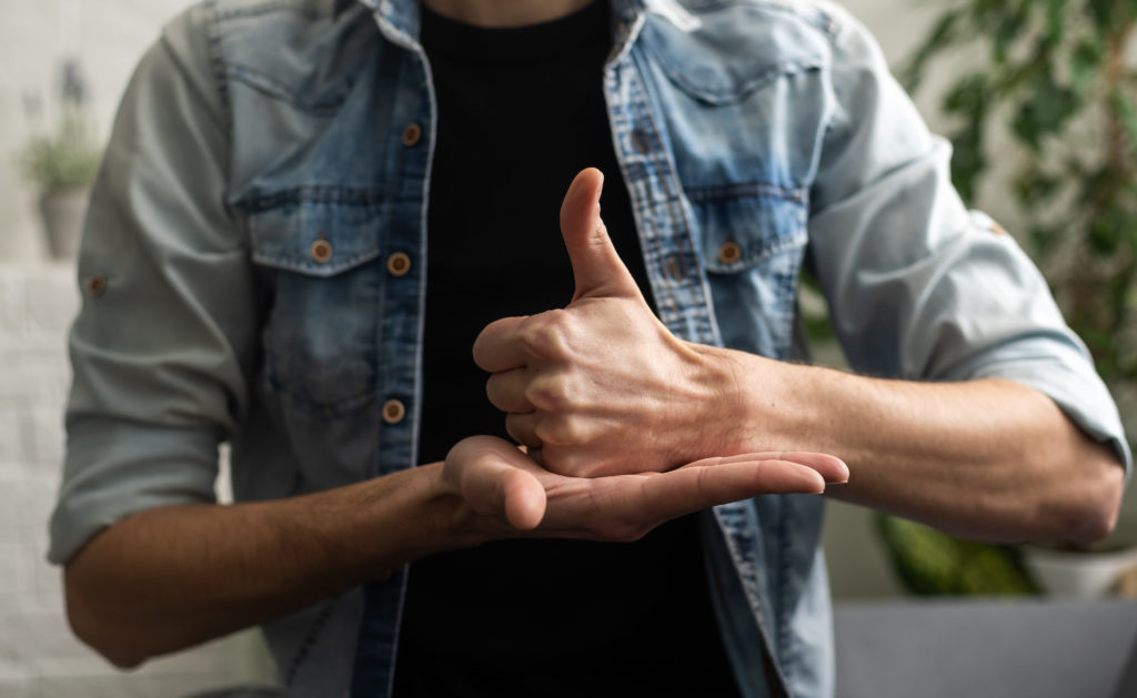 Deaf signing Help international sign